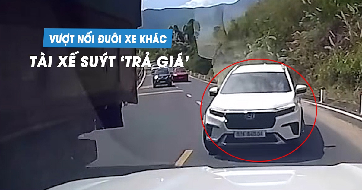Tài xế ô tô suýt 'trả giá đắt' vì nối đuôi, vượt ẩu trên đèo
