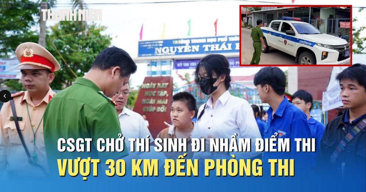 CSGT Đà Nẵng dùng xe chuyên dụng chở thí sinh đi nhầm điểm thi vượt 30 km đến phòng thi