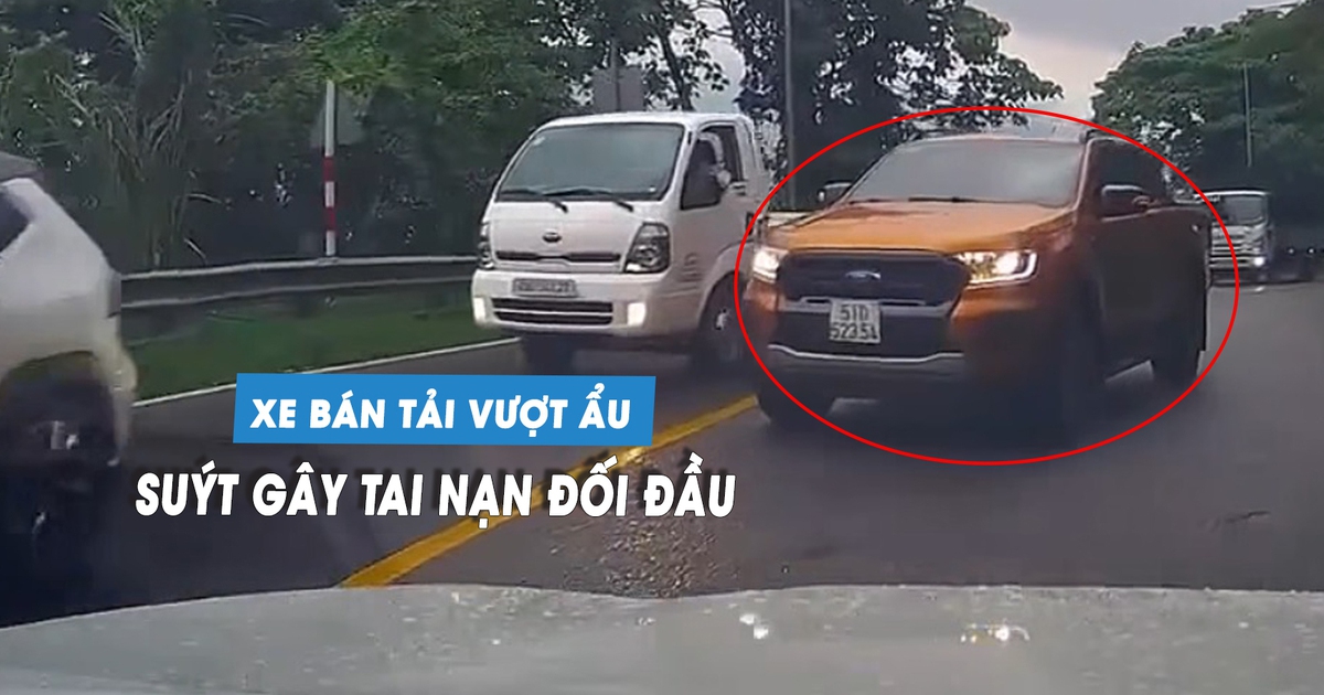 Phẫn nộ xe bán tải 'cướp làn' vượt ẩu trên đèo, bất chấp trời mưa đường trơn