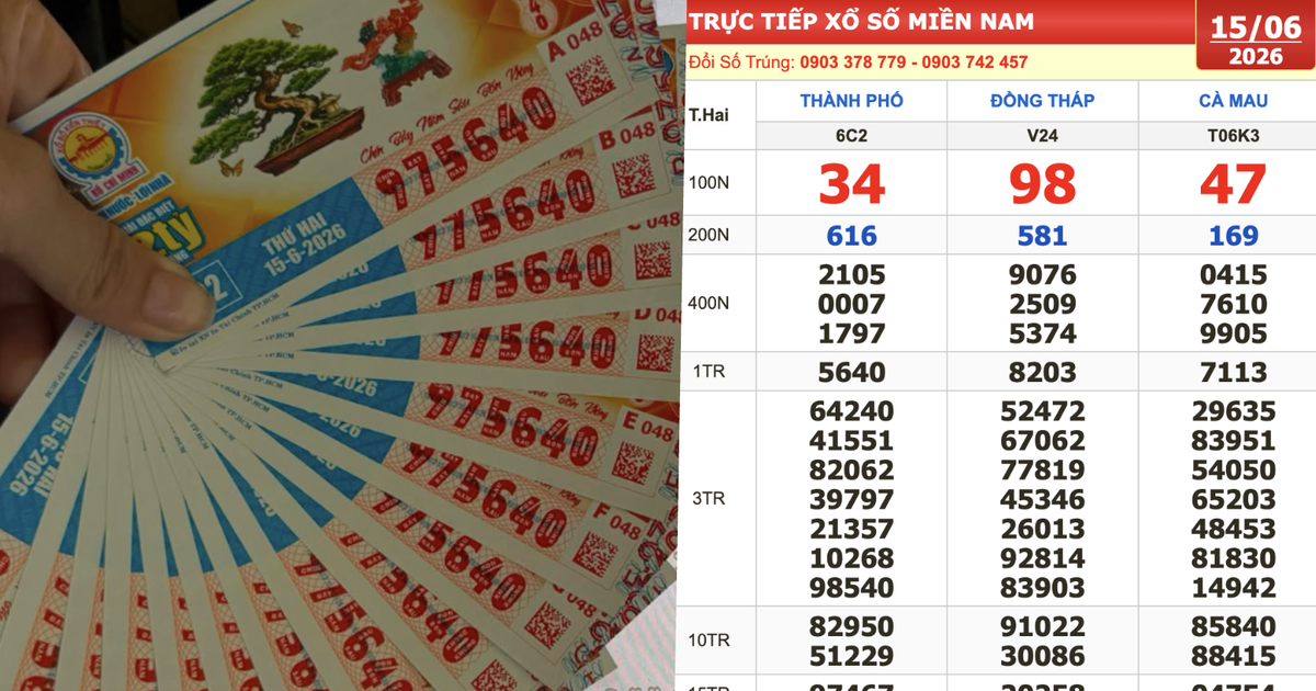 Xổ số miền Nam ngày 15 tháng 6: Một người trúng số đài TP.HCM lãnh tiền ngay