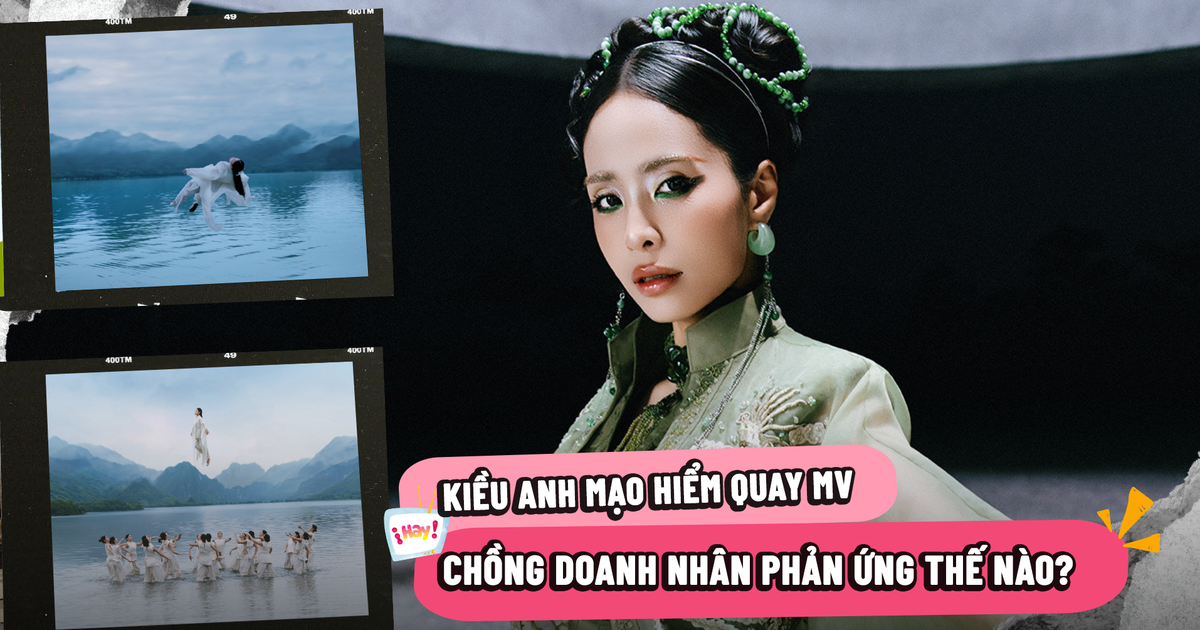 Ca nương Kiều Anh mạo hiểm treo người trên dây, hát giữa hồ sâu 7m