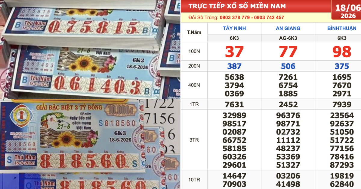 Xổ số miền Nam ngày 18 tháng 6: Xuất hiện vé trúng 4,8 tỉ đài Bình Thuận