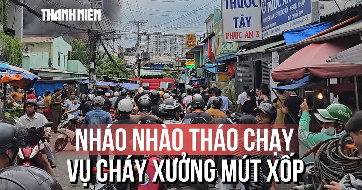 Người dân nháo nhào tháo chạy khi xưởng mút xốp cháy lan sát nhà trọ