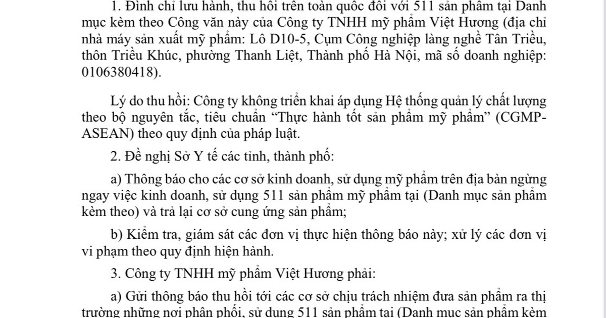 Hơn 500 sản phẩm mỹ phẩm bị yêu cầu thu hồi trong gần 3 tuần qua