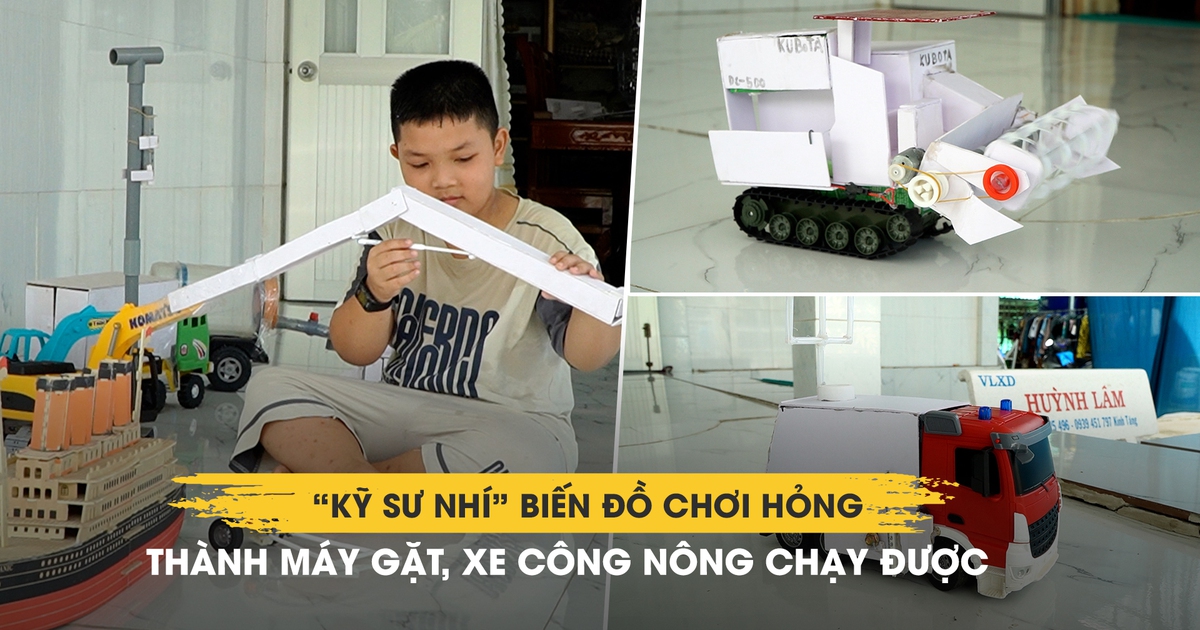 'Kỹ sư nhí' lớp 4 ở miền Tây: Biến đồ chơi hỏng thành máy gặt, xe công nông chạy được