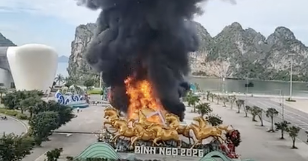Cụm tiểu cảnh 'đường hầm ánh sáng' ở Quảng Ninh bị cháy rụi