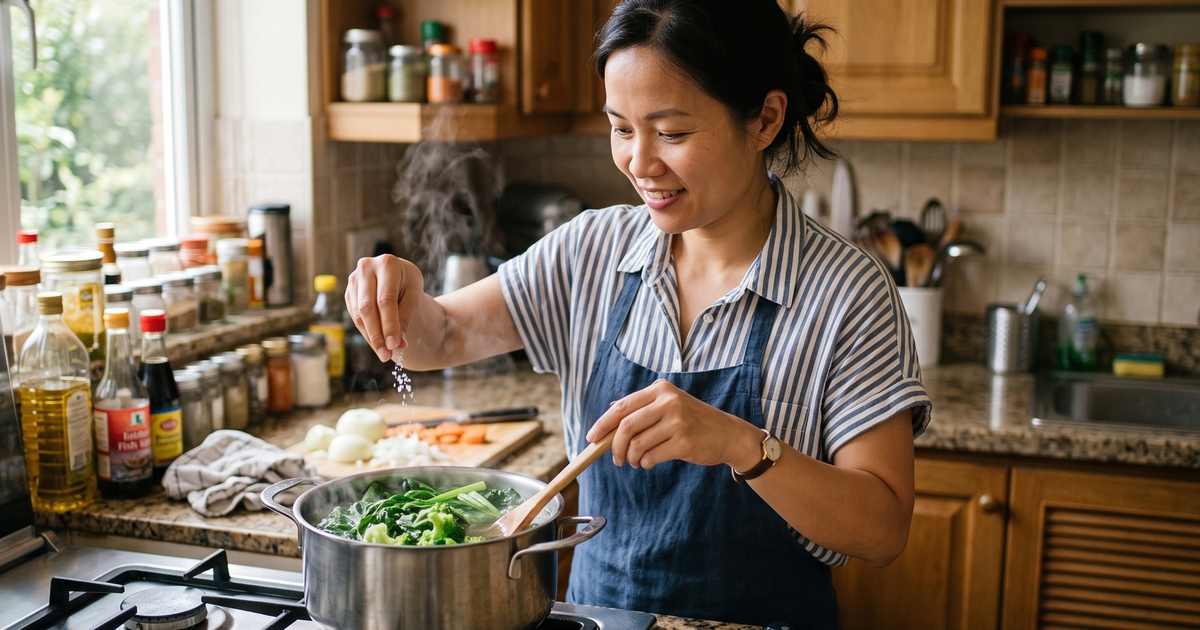 3 lợi ích ít người biết khi cho muối vào nước luộc rau