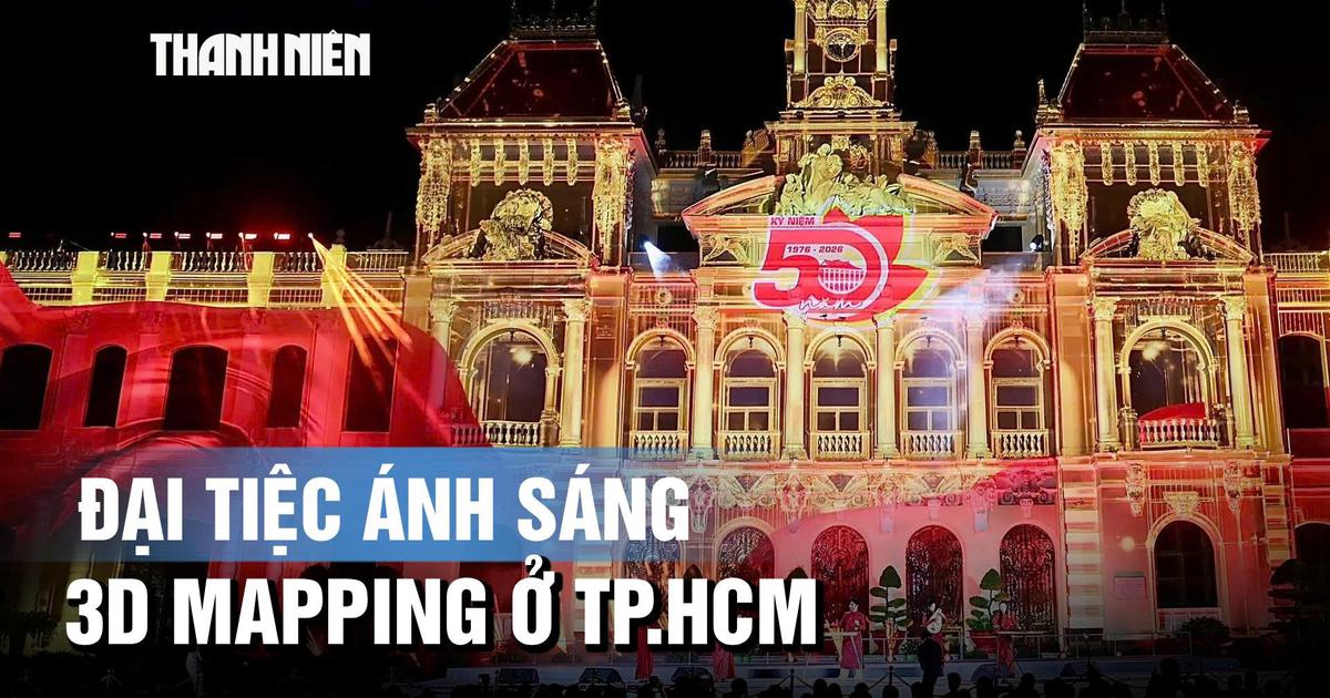 Mãn nhãn đêm trình diễn 3D Mapping rực sáng trụ sở UBND TP.HCM