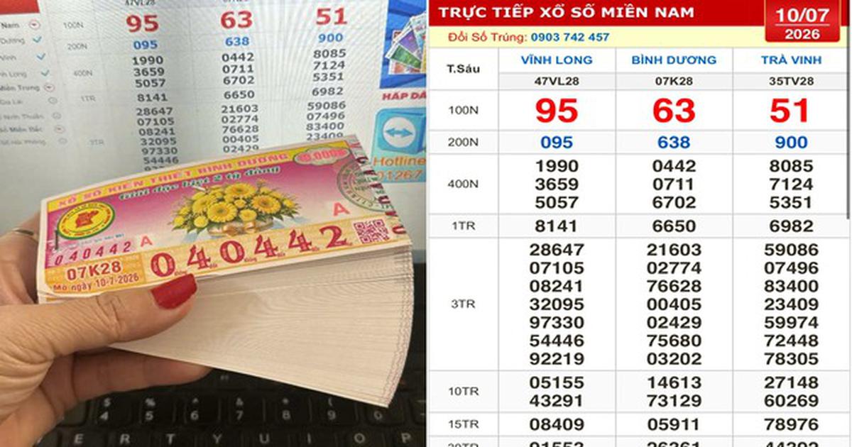 Xổ số miền Nam ng&agrave;y 10 th&aacute;ng 7: Người tr&uacute;ng cọc v&eacute; đ&agrave;i B&igrave;nh Dương nhận thưởng sớm