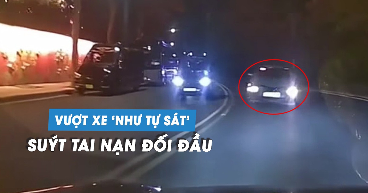 Kinh hoàng ô tô con vượt 'như tự sát', suýt gây tai nạn đối đầu