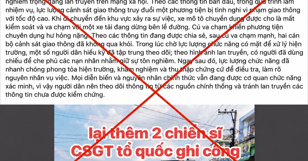 C&ocirc;ng an C&agrave; Mau: Th&ocirc;ng tin CSGT truy đuổi g&acirc;y tai nạn l&agrave; sai sự thật