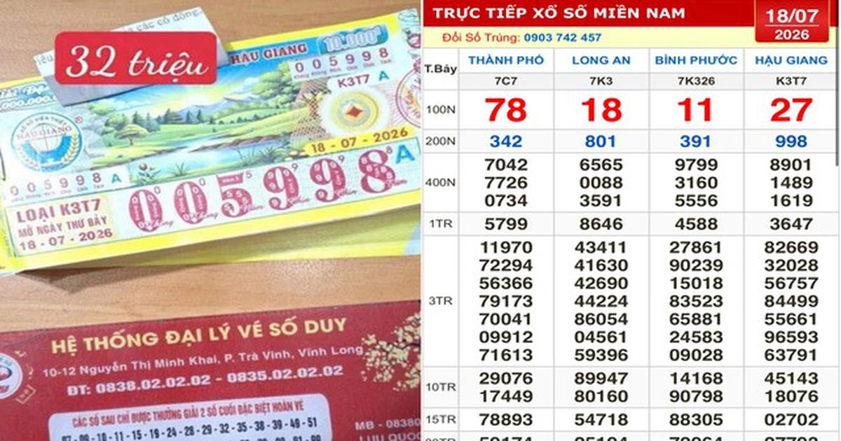 Xổ số miền Nam ng&agrave;y 18 th&aacute;ng 7: Một người vừa tr&uacute;ng cọc v&eacute; đ&agrave;i Hậu Giang