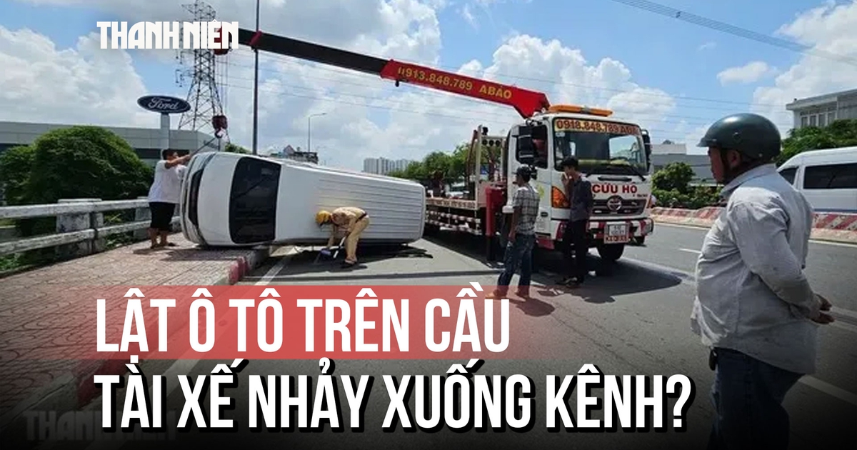 Hy hữu: Lật ô tô trên cầu An Lạc, tài xế bất ngờ nhảy xuống kênh