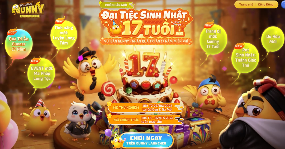 Gunny PC đãi 'Đại Tiệc Sinh Nhật 17 Tuổi' cùng gói quà 1,7 triệu xu