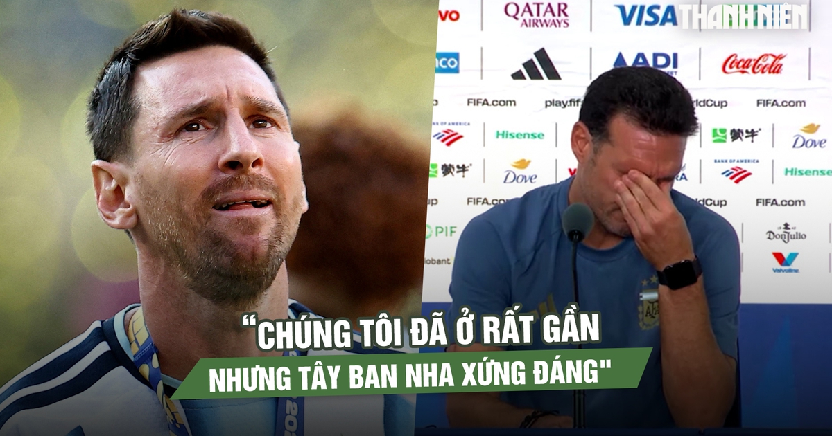 HLV Scaloni bật khóc sau chung kết World Cup: 'Chúng tôi đã ở rất gần, nhưng Tây Ban Nha xứng đáng'