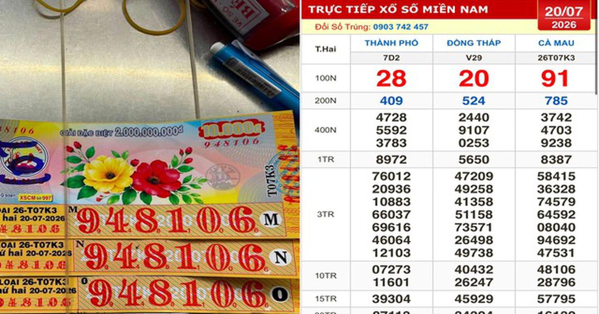 Xổ số miền Nam ng&agrave;y 20 th&aacute;ng 7: Mua cọc v&eacute; ngẫu nhi&ecirc;n, tr&uacute;ng đ&agrave;i C&agrave; Mau
