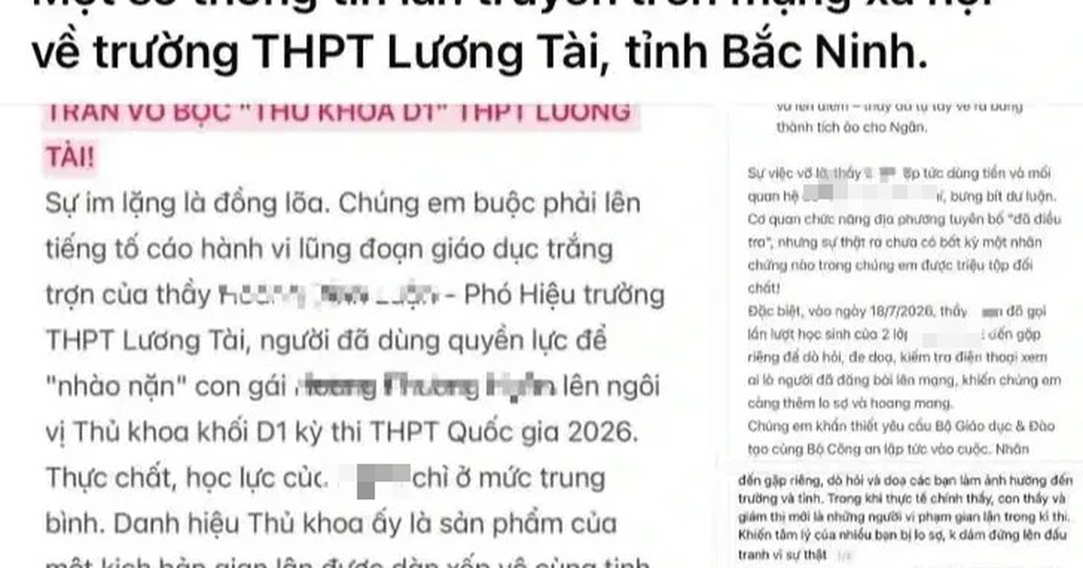 Bắc Ninh: Xác minh thông tin tố giám thị làm bài hộ con gái hiệu phó