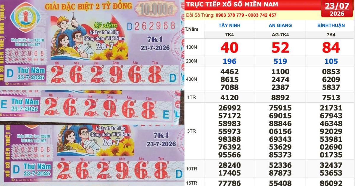 Xổ số miền Nam ng&agrave;y 23 th&aacute;ng 7: Người tr&uacute;ng số đ&agrave;i B&igrave;nh Thuận xuất hiện sớm
