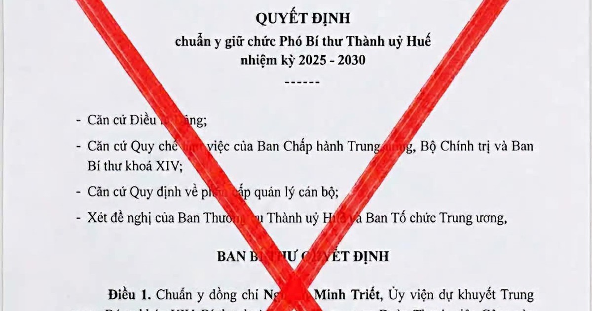 Huế phát thông báo về quyết định giả mạo chuẩn y phó bí thư thành ủy