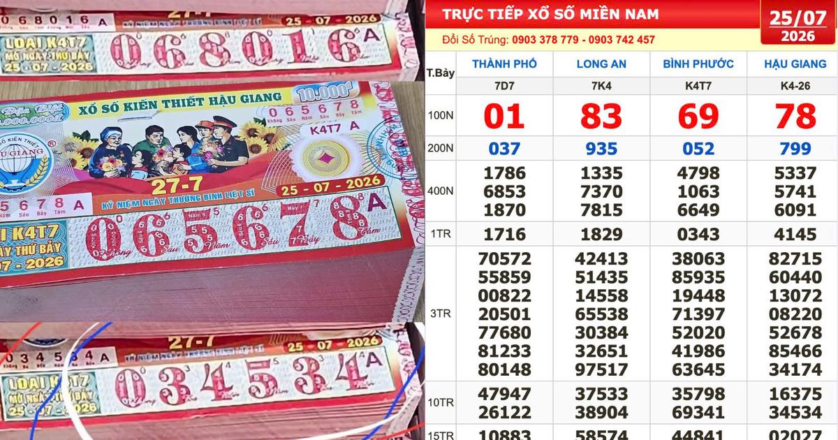 Xổ số miền Nam ng&agrave;y 25 th&aacute;ng 7: Một người tr&uacute;ng số 1,6 tỉ đ&agrave;i Hậu Giang