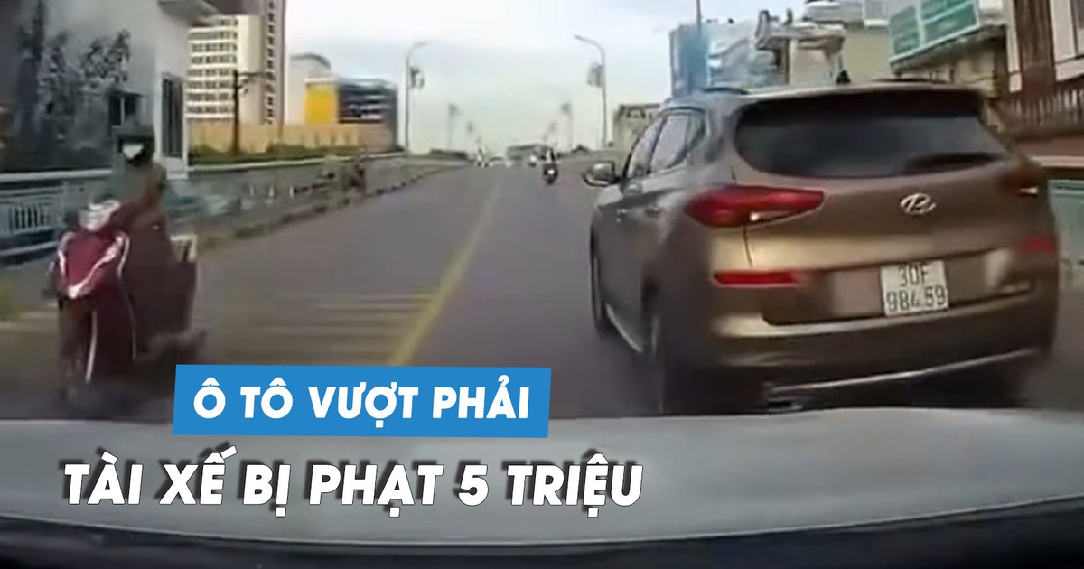 Tài xế bị phạt 5 triệu đồng vì lái ô tô vượt phải