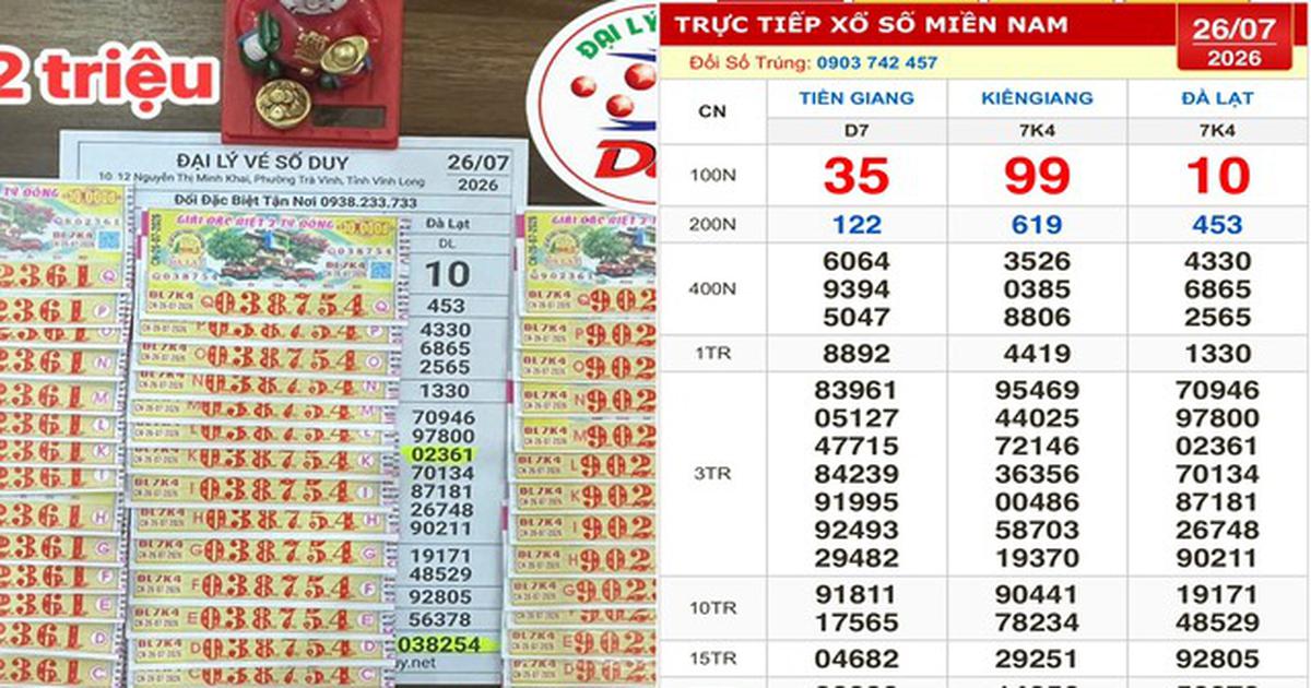 Xổ số miền Nam ngày 26 tháng 7: Hai người trúng nhiều cọc vé đài Đà Lạt