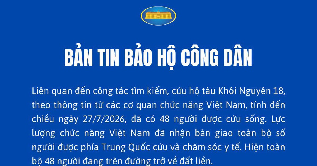 Đưa về đất liền 48 người được cứu trong vụ ch&igrave;m t&agrave;u Kh&ocirc;i Nguy&ecirc;n 18
