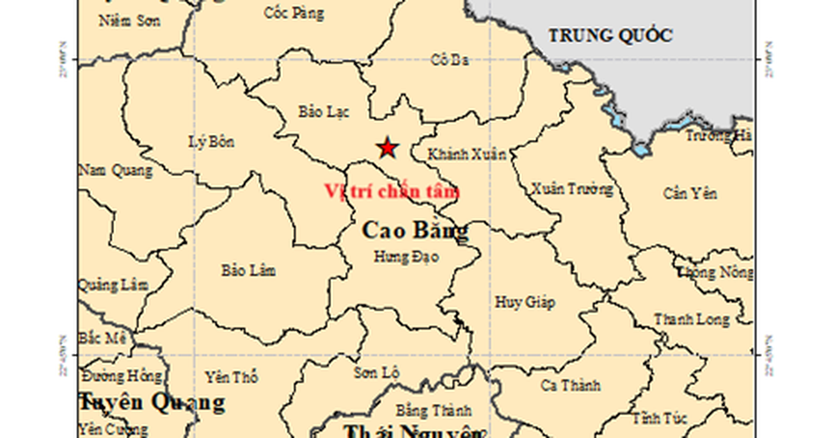 Động đất độ lớn M3.6 ở Cao Bằng