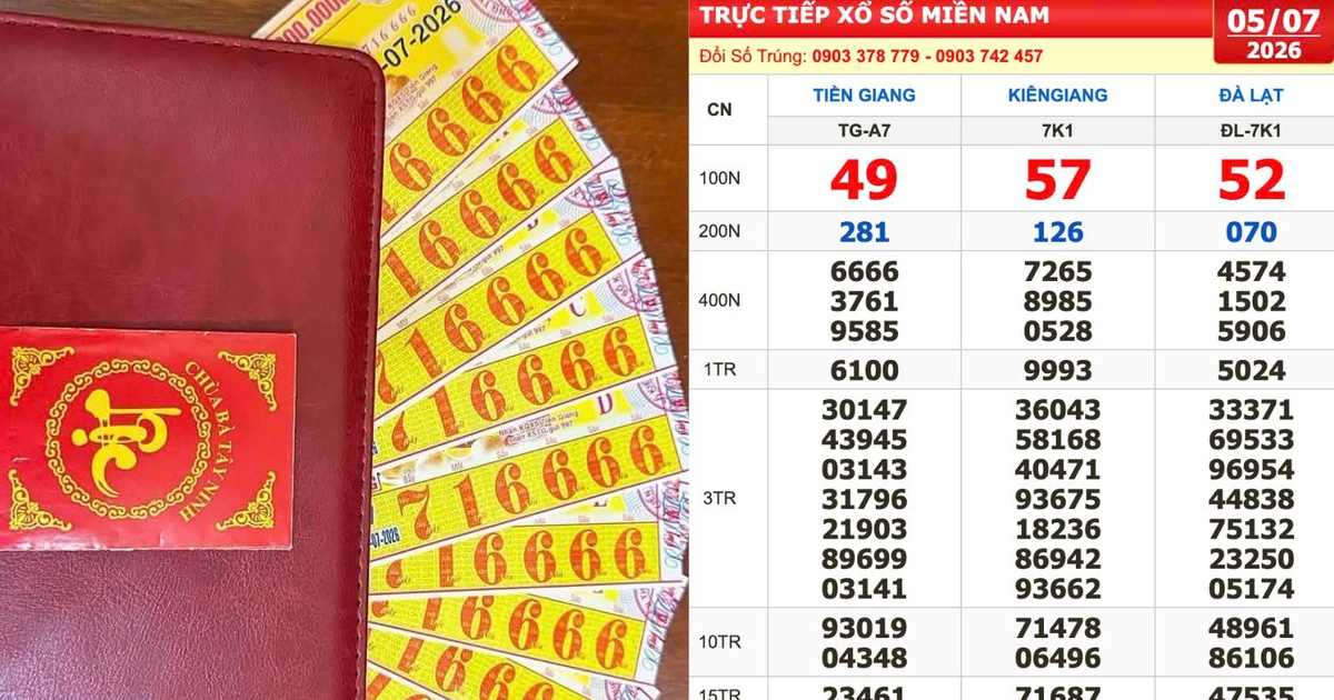 Xổ số miền Nam ngày 5 tháng 7: Mua vé tứ quý 6666, trúng đài Tiền Giang