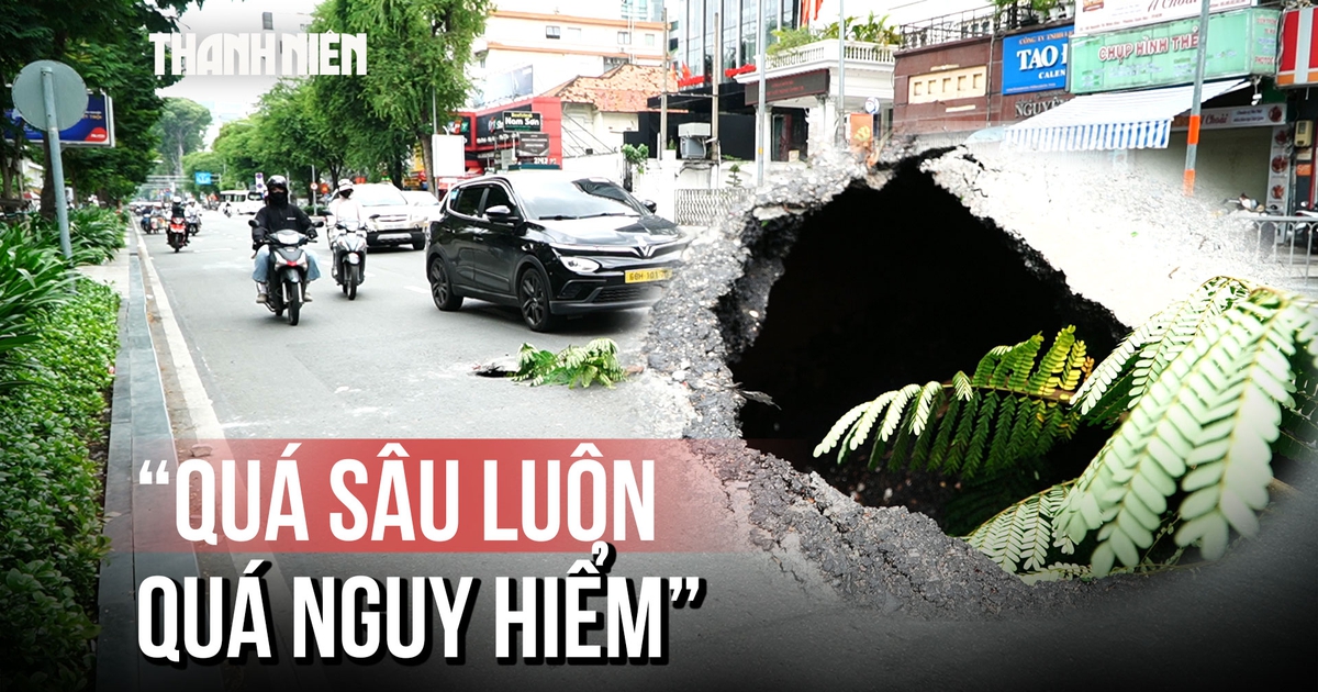 Người dân hoảng hốt vì hố sâu giữa trung tâm TP.HCM: Ngay trước đèn đỏ, chưa có rào chắn