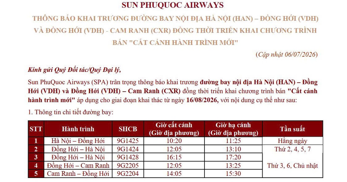 Mở đường bay Đồng Hới - Cam Ranh v&agrave;o giữa th&aacute;ng 8 năm nay