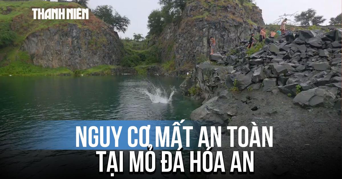 Học sinh vô tư bơi lội ở mỏ đá ‘tử thần’ Hóa An