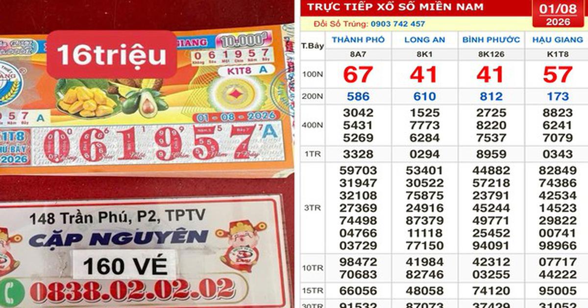 Xổ số miền Nam ngày 1 tháng 8: Trúng cọc vé đài Hậu Giang, nhận thưởng liền