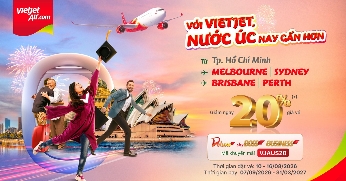 Vietjet ưu đãi 20% mừng đường bay đến sân bay quốc tế Western Sydney - Úc