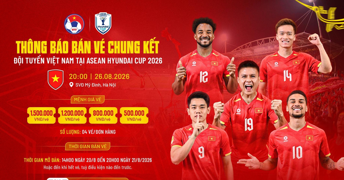 VFF bán vé chung kết lượt về đấu Thái Lan tại Mỹ Đình: Rẻ nhất 500.000 đồng, cao nhất 1,5 triệu