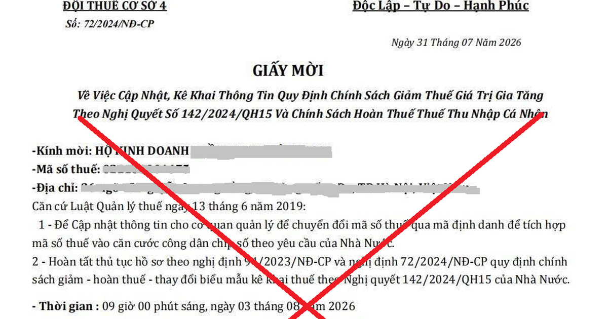 Cảnh báo giả mạo cơ quan thuế lừa đảo hộ kinh doanh