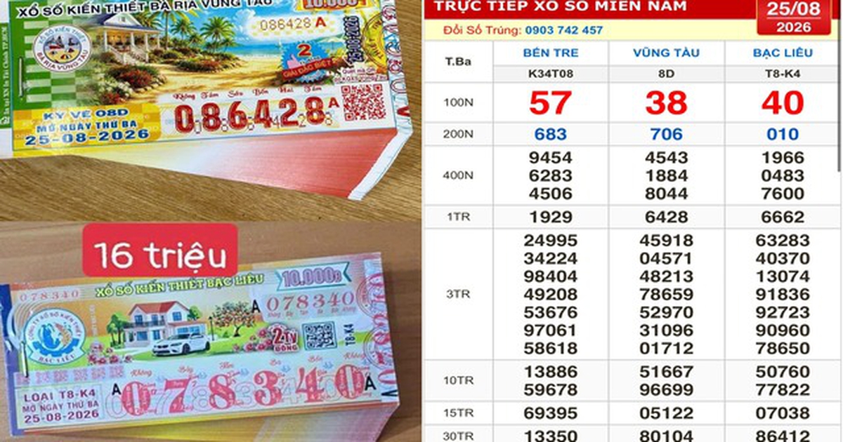 Xổ số miền Nam ngày 25 tháng 8: Đại lý đổi thưởng cọc vé trúng đài Vũng Tàu
