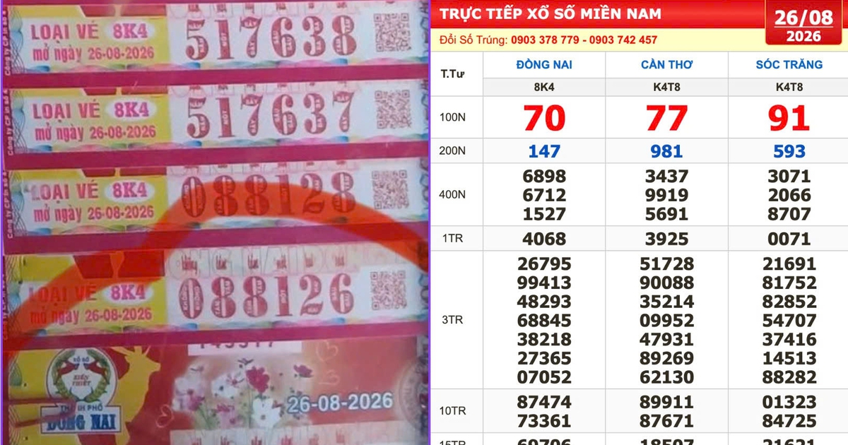 Xổ số miền Nam ngày 26 tháng 8: Tin vui cho nhiều người mua vé đài Đồng Nai