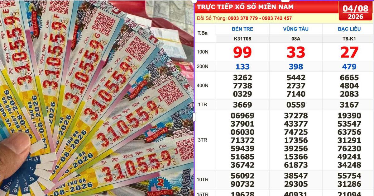 Xổ số miền Nam ngày 4 tháng 8: Một người trúng số 40 vé đài Vũng Tàu