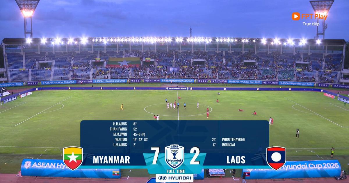 Myanmar thắng Lào với tỷ số không tưởng 7-2: Tạm vượt mặt Thái Lan, Malaysia