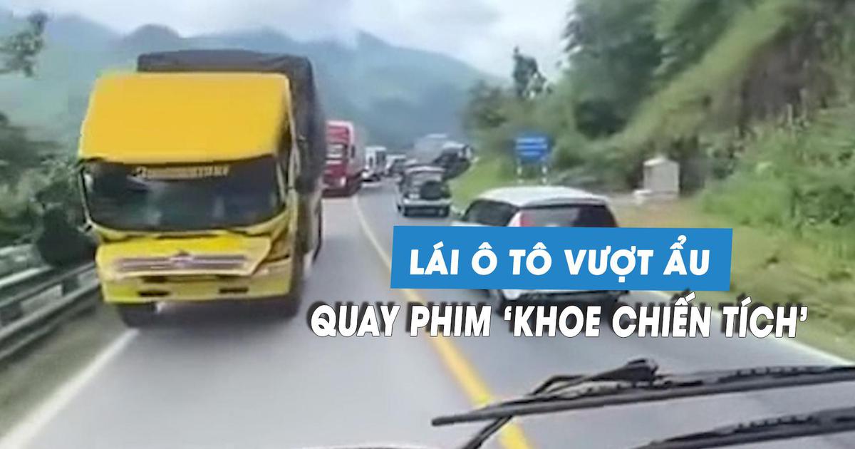 Lái xe vượt ẩu còn quay phim đăng mạng xã hội, tài xế bị CSGT xử phạt