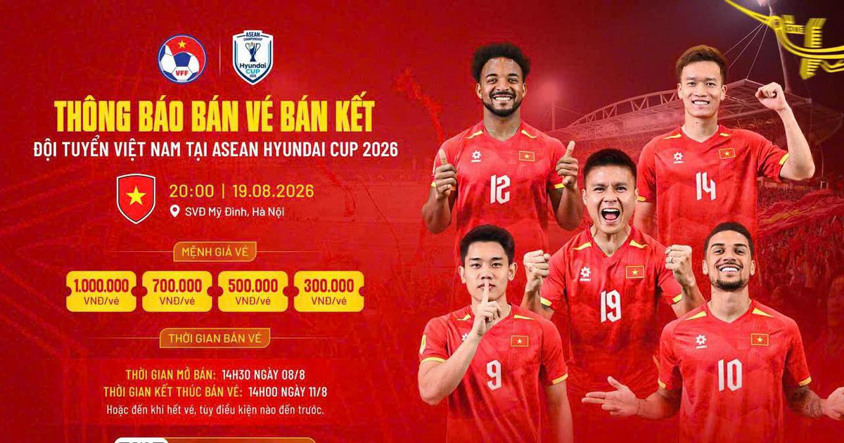 Chiều 8.8, VFF mở bán vé trận bán kết của đội tuyển Việt Nam: Cao nhất 1 triệu đồng