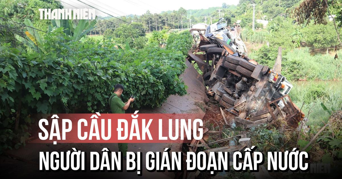 Xe tải cẩu làm sập di tích cầu Đắk Lung: 50.000 người dân bị cúp nước, phải đi vòng 8 km
