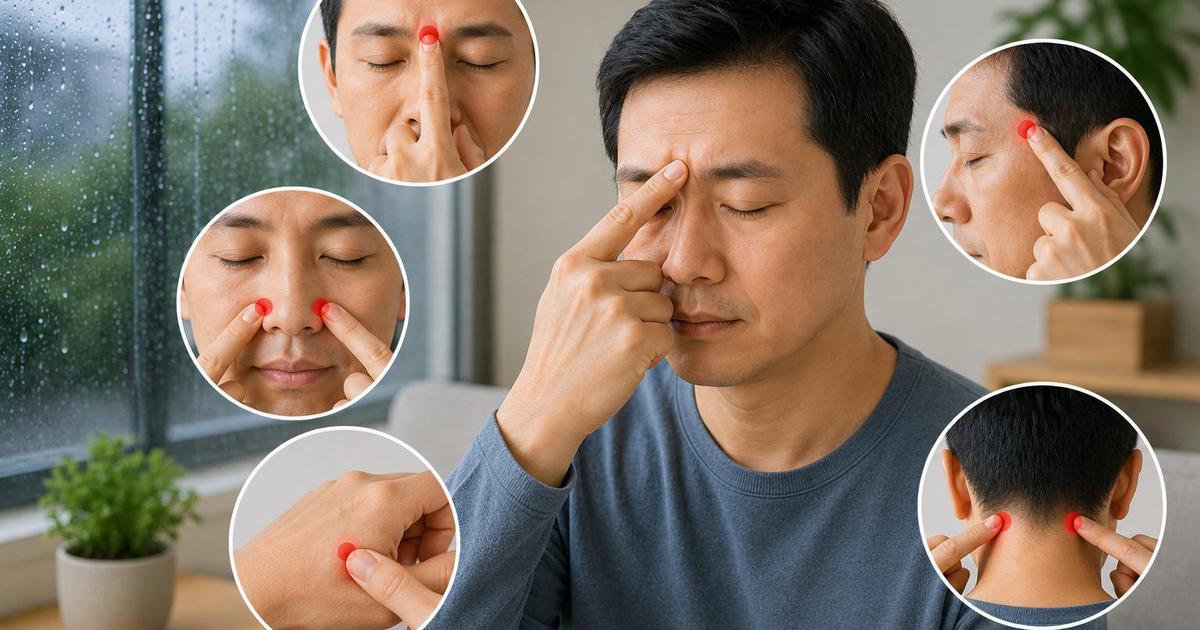 Cảm nhẹ mùa mưa, bác sĩ chỉ 5 huyệt vị giúp giảm đau đầu, nghẹt mũi