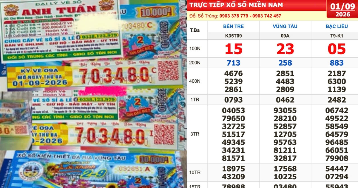 Xổ số miền Nam ng&agrave;y 1 th&aacute;ng 9: 480 v&eacute; tr&uacute;ng hơn 1,5 tỉ đ&agrave;i Vũng T&agrave;u