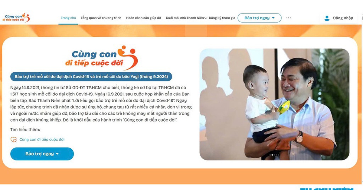 B&aacute;o 'Thanh Ni&ecirc;n' ra mắt trang web bảo trợ trẻ mồ c&ocirc;i