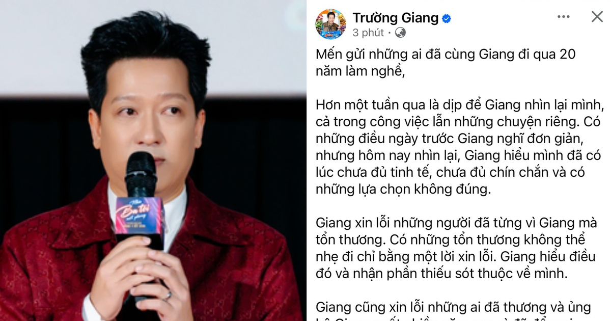 Trường Giang l&ecirc;n tiếng xin lỗi giữa l&ugrave;m x&ugrave;m g&acirc;y x&ocirc;n xao mạng x&atilde; hội