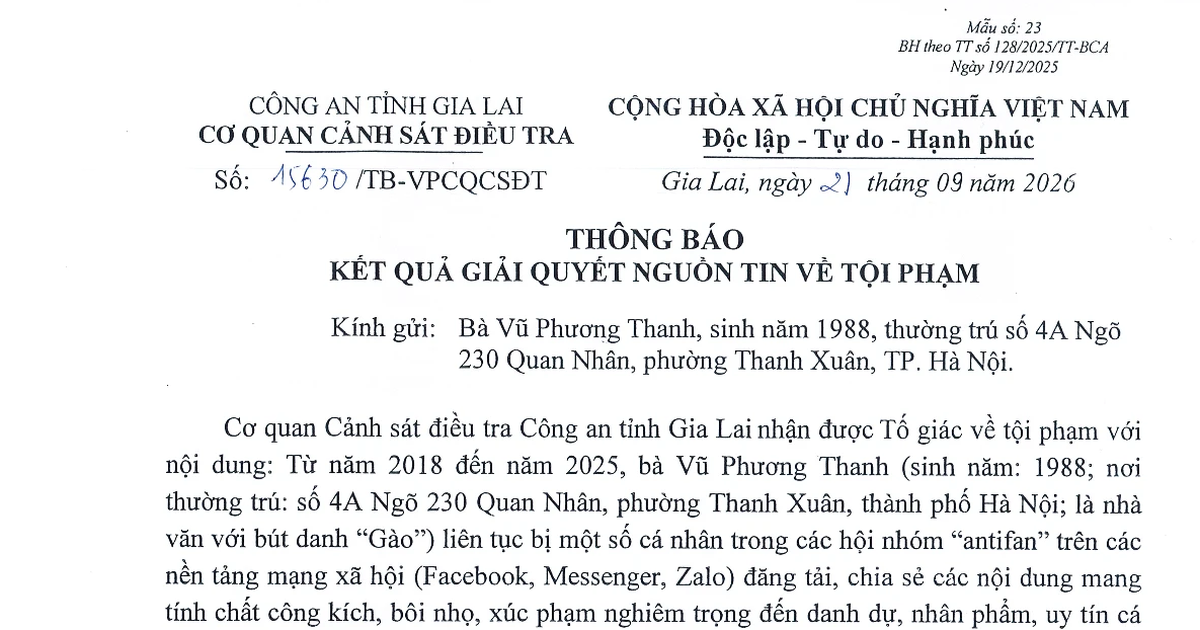 Từ tố giác của nhà văn Gào, công an khởi tố vụ án làm nhục người khác
