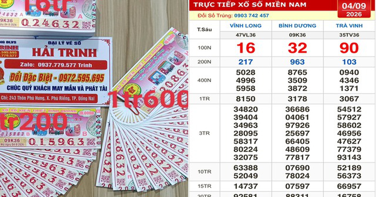 Xổ số miền Nam ng&agrave;y 4 th&aacute;ng 9: Đại l&yacute; b&aacute;n ra 192 v&eacute; tr&uacute;ng đ&agrave;i B&igrave;nh Dương
