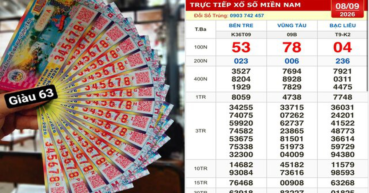 Xổ số miền Nam ng&agrave;y 8 th&aacute;ng 9: Nhiều người tr&uacute;ng số d&atilde;y 345678 đ&agrave;i Vũng T&agrave;u
